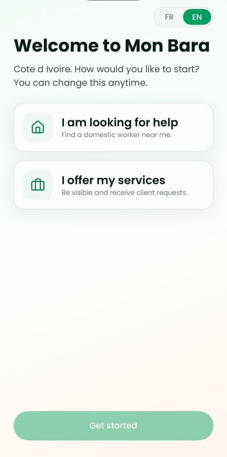 Capture d'écran de l'application Mon Bara