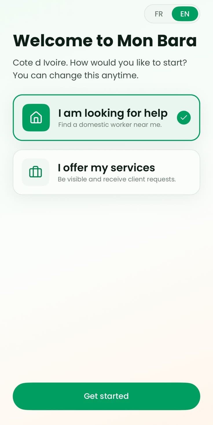 Capture d'écran de l'application Mon Bara
