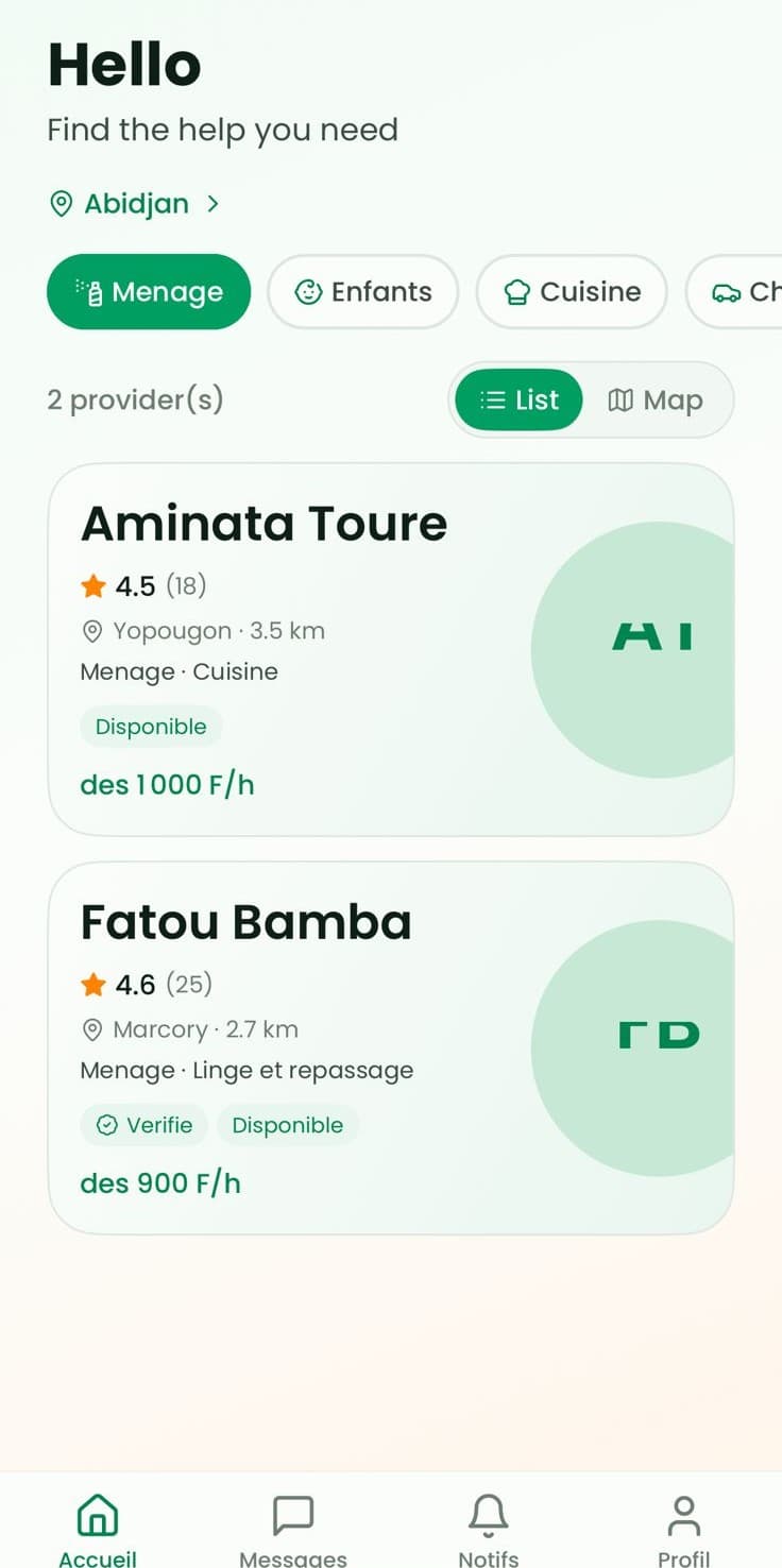 Capture d'écran de l'application Mon Bara
