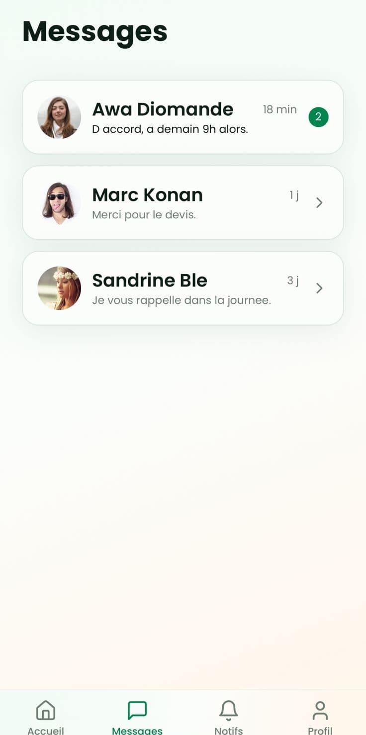Capture d'écran de l'application Mon Bara